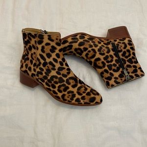 J.Crew ankle boots, leopard calf hair. size 6